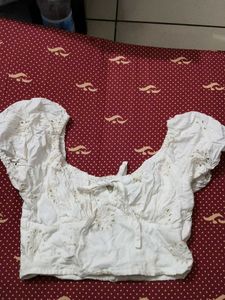 White Eyelet Crop Top