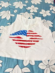 American Flag Lips Graphic Tank Top