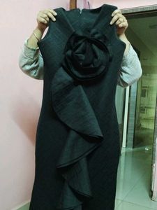 Elegant Black Party Wear Dress with Flower
