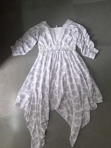 White High Low Pattern Dress