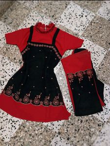 Beautiful Red And Black Suit, Cute Look, For 13 14 Year Girls, Fixed Price No Bargain Pls😊