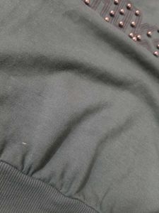 Emerald Green Embellished Sweatshirt