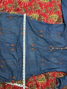 Denim Embroidered Kurta