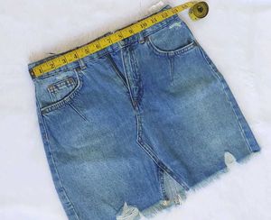 Distressed Denim Mini Skirt