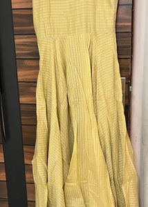 Yellow Striped Kurta With Dress