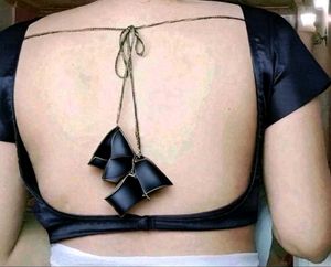 Satin Non Padded Backless 1 Hook Deep Neck Blouse