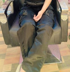 Chic Satin Cargo Pants | Black