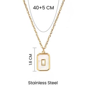 Gold Plated Enamelled Square Shaped Pendant Chain