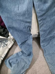 Thrifted low waist Floral Denim Jeans