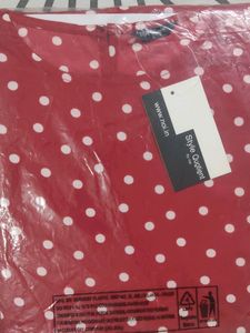 Style Quotient Red and White polka dot Dress