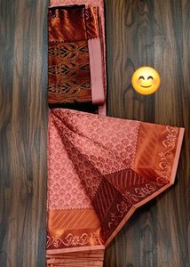 Elegant Peach Kanchipuram bridal Silk Saree