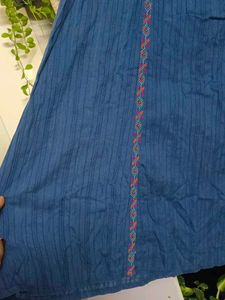 Branded Cotton Blue Embroidered Dress