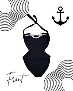 Vintage Black Halter One-Piece Swimsuit/ Bodysuit