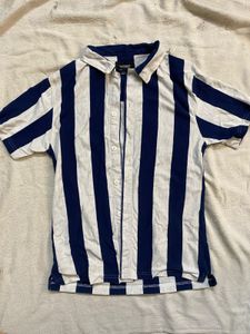 All Rugged Navy & White Striped Short-Sleeve Shirt