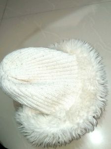 White Fur Trim Beanie