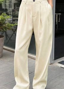 Beige Pleated Trousers