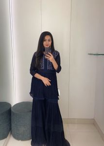 Navy Blue Kurta sharara Set