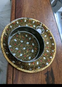 Decorative Pooja Thali/Karwa Chauth Thali 4 Pooj
