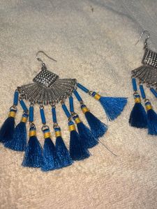 Blue Tassel Earrings