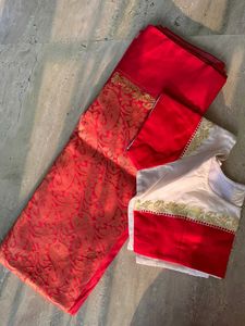 Red And White Silk Saree