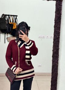 Maroon Winter Cardigan Sweater
