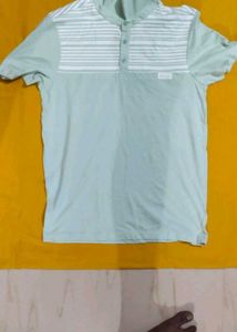 Striped Collar Polo Shirt - Light Blue
