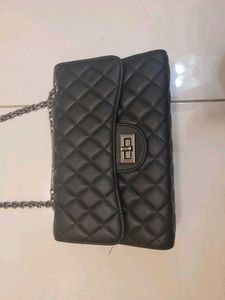 black bag with grey chain