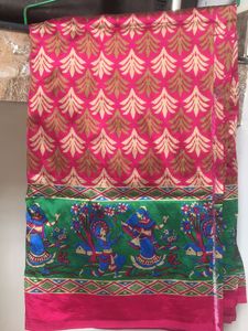 Pink & Green Patterned Saree