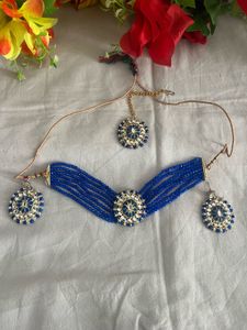 Blue Beaded Jewelry Set