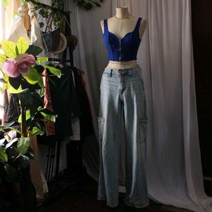Blue Corset Like Top