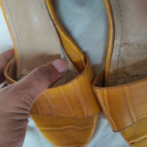 Mustard Yellow Block Heels