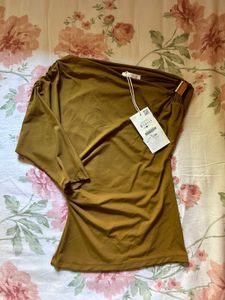 Zara asymmetric polyamide top.