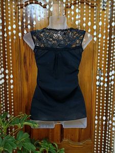 Black Embroidered Formal Tops