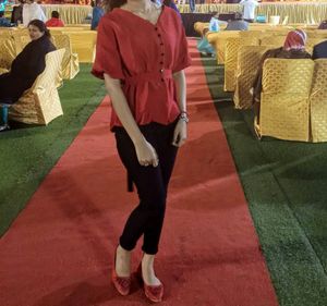 Red Top♥️Long Black Princess Ribbon