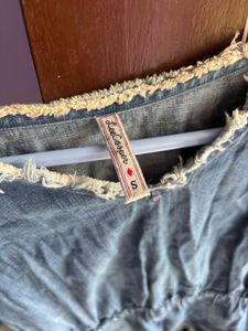 Denim Puff Sleeve Tie Top