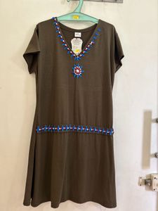 Olive Green Embellished Dress