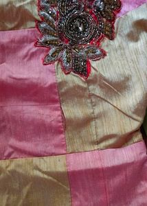 Red And Cream Colour Combination Gown.
