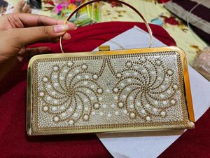Elegant Gold Clutch for party wear new wdt tag