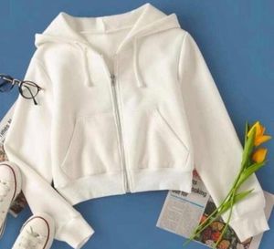 White Cropped Hoodie
