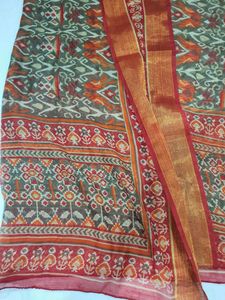 Red Patola Yoke Embroidered Kurta With Dupatta