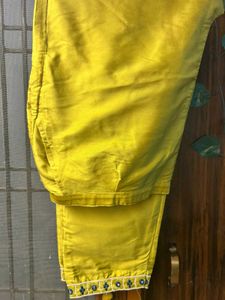 Mustard Embroidered Kurti with Dupatta