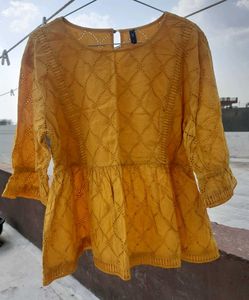 Yellow Peplum Top