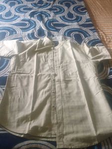 Striped Mandarin Collar Shirt.