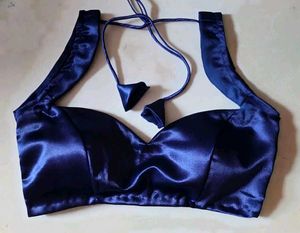 Satin Padded Sweetheart Cut Sleeve Blouse