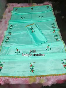 Fabric Applique Work Handmade Mekhela Sador