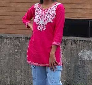 Pink Embroidered Kurta
