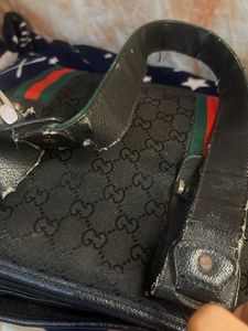 Gucci Vintage Black GG Canvas Tote Bag