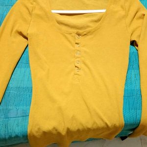 Mustard Ribbed Long Sleeve Top
