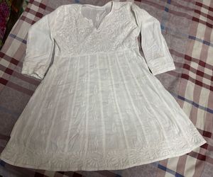 White Chikankari Short Kurta