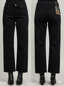 korean Wide Leg Jeans Black Denim Pants